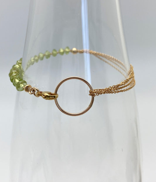 Yin Yang Bracelet, Peridot & Gold