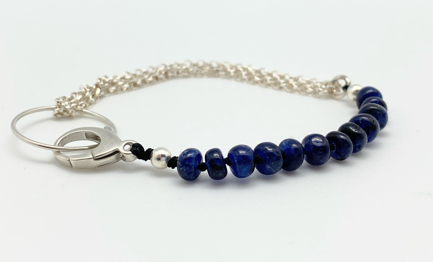 Yin Yang bracelet Blue Sapphire and silver