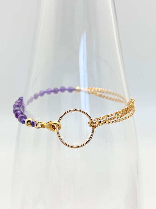 Yin Yang Bracelet, Amethyst & Gold
