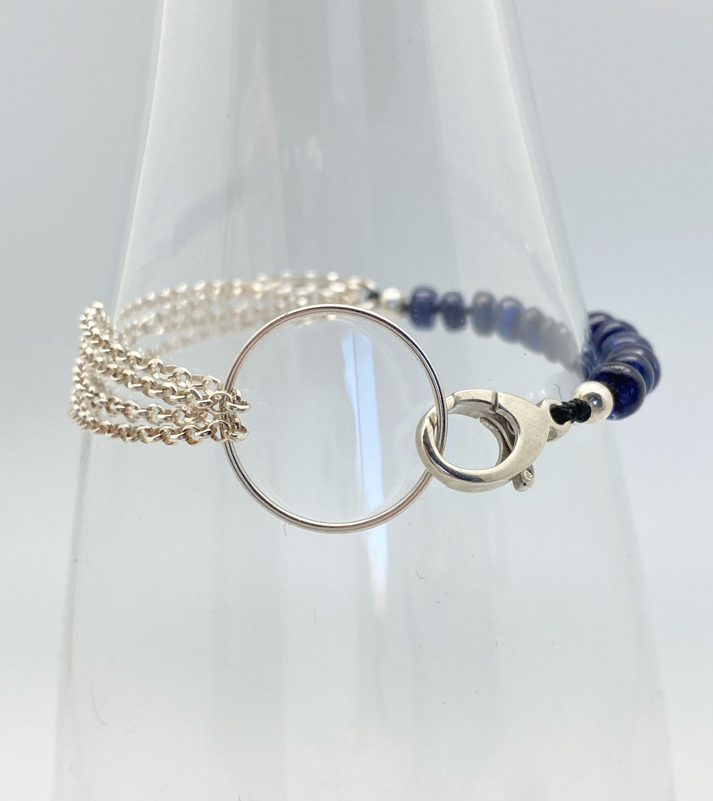 Yin Yang bracelet Blue Sapphire and silver