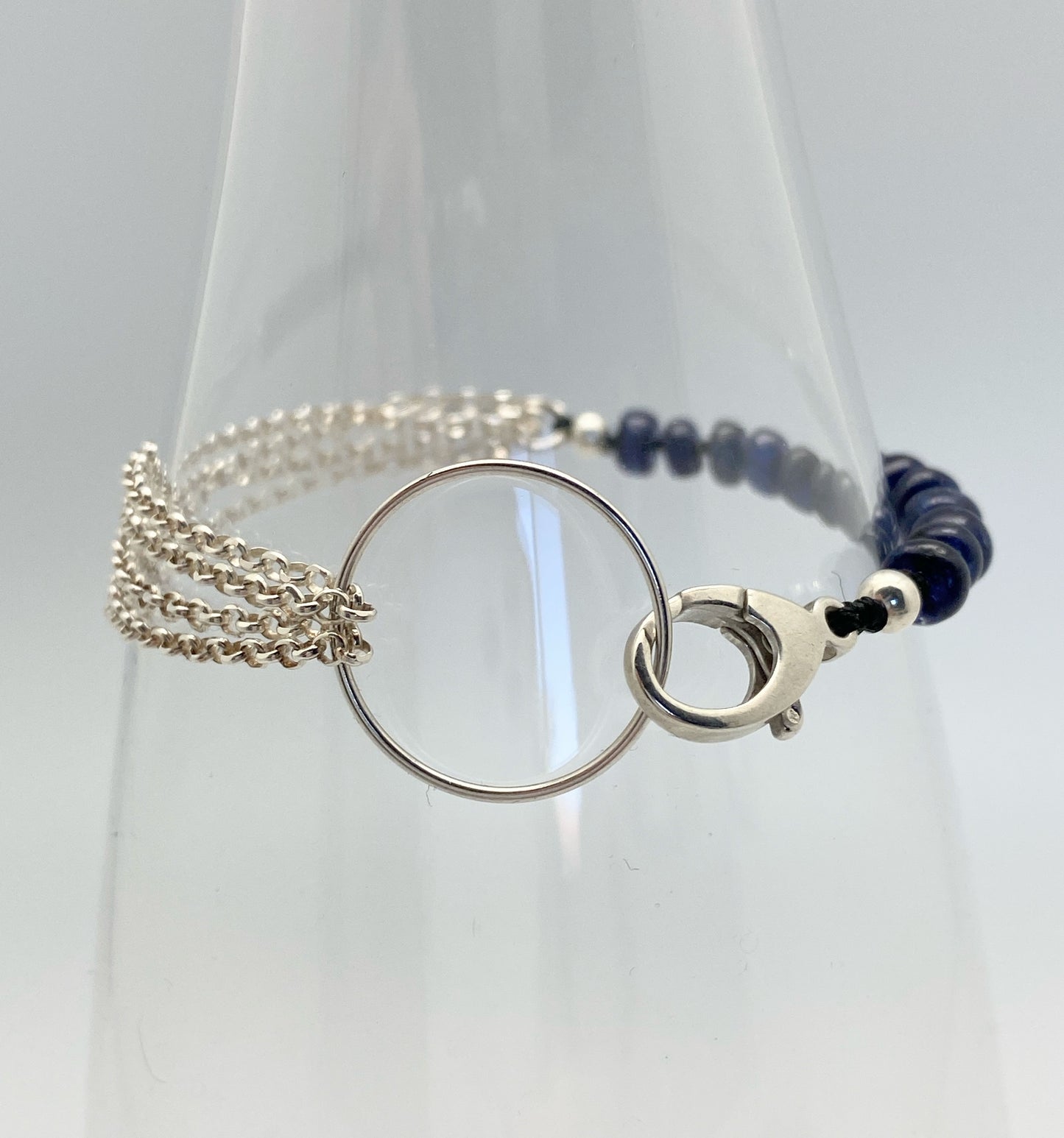 Yin Yang bracelet Blue Sapphire and silver