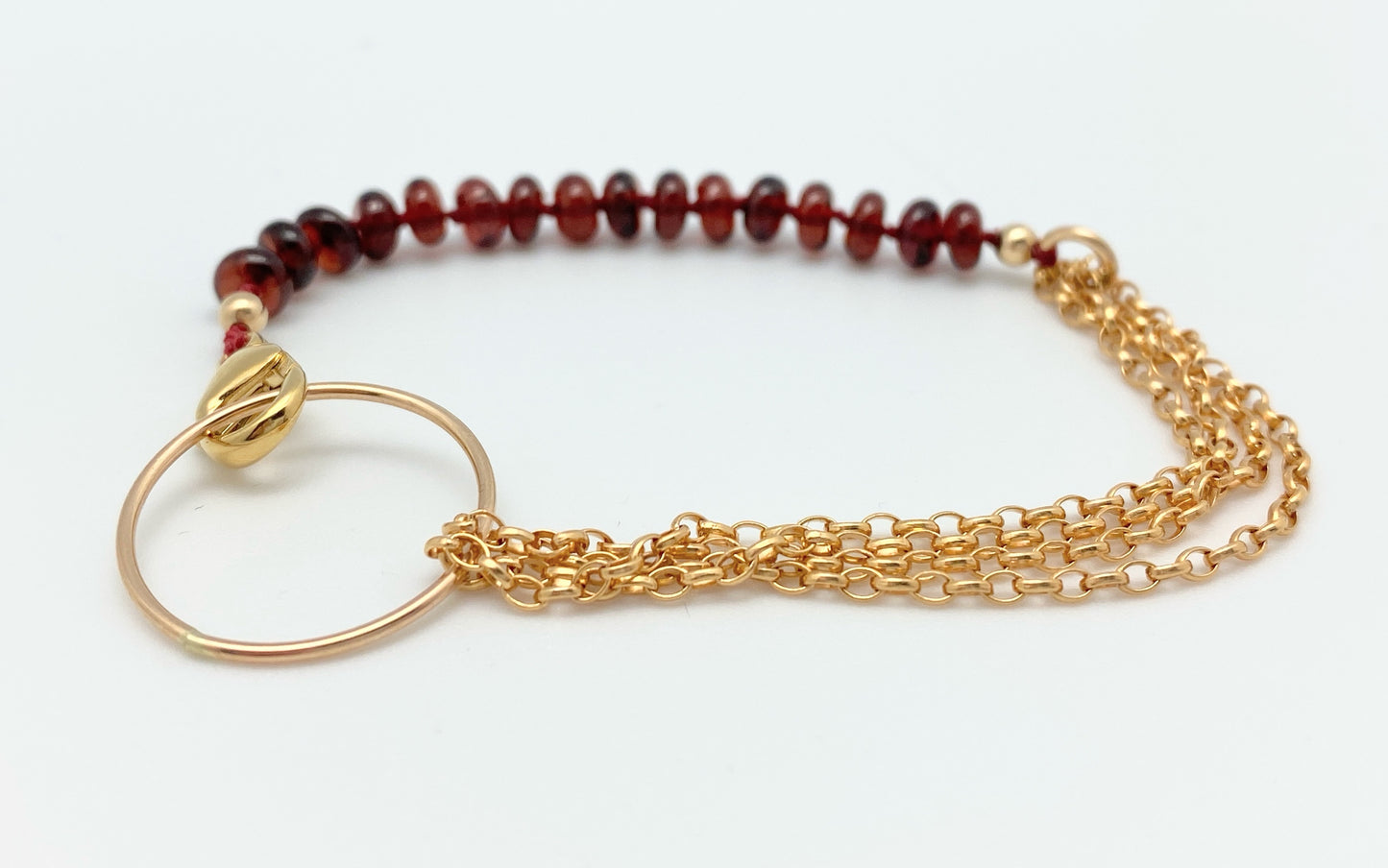 Yin Yang Bracelet, Garnet & Gold