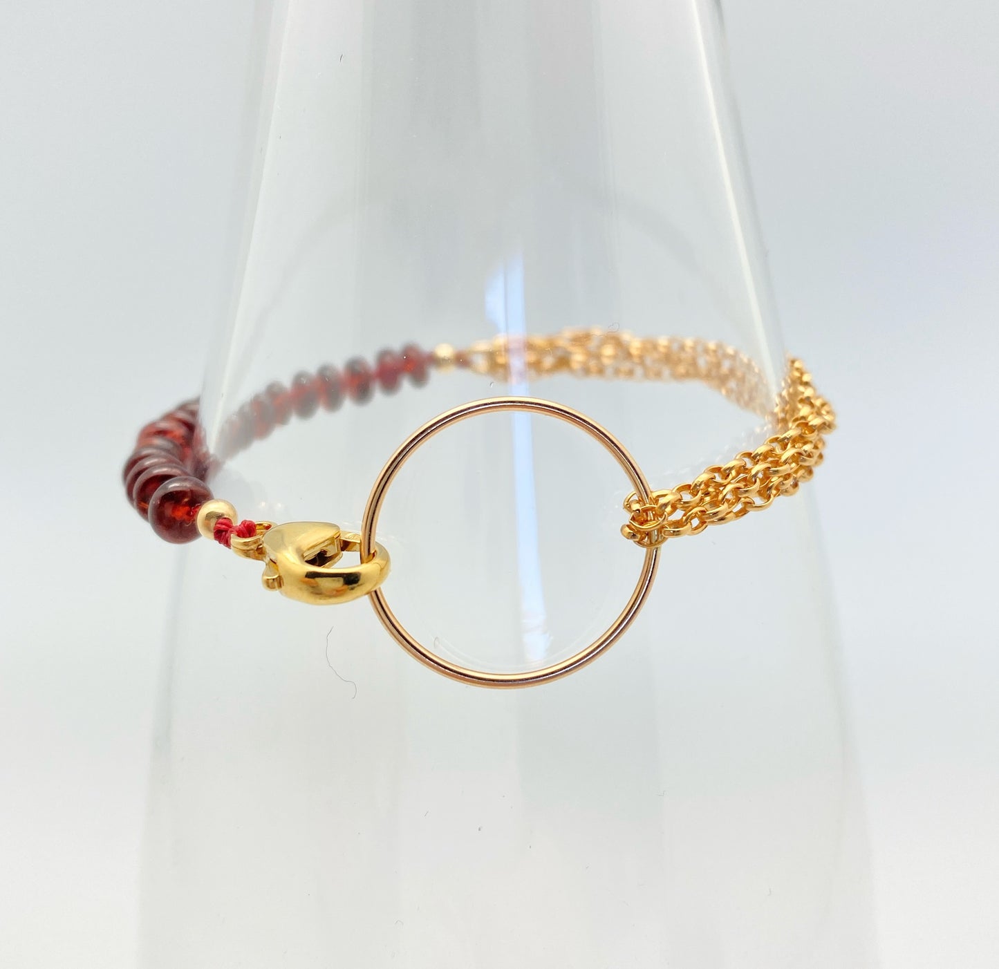 Yin Yang Bracelet, Garnet & Gold