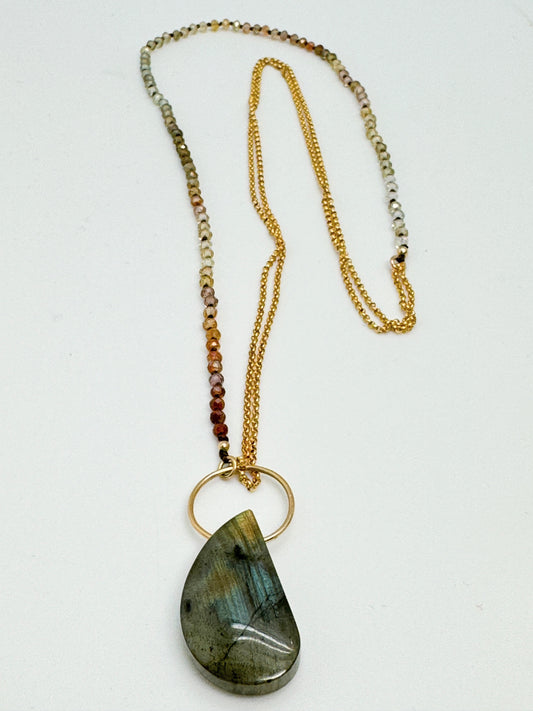 Labradorite Yin Yang Pendant Necklace
