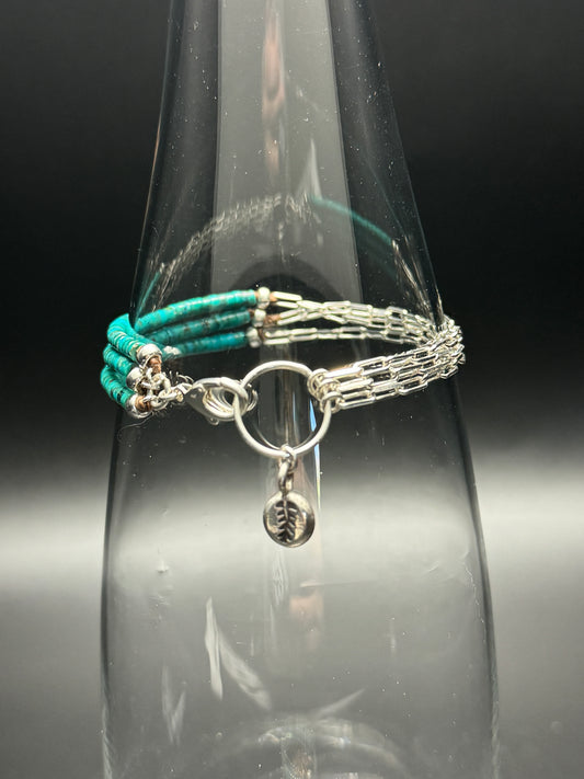 Turquoise & Sterling Silver Triple Strand Bracelet