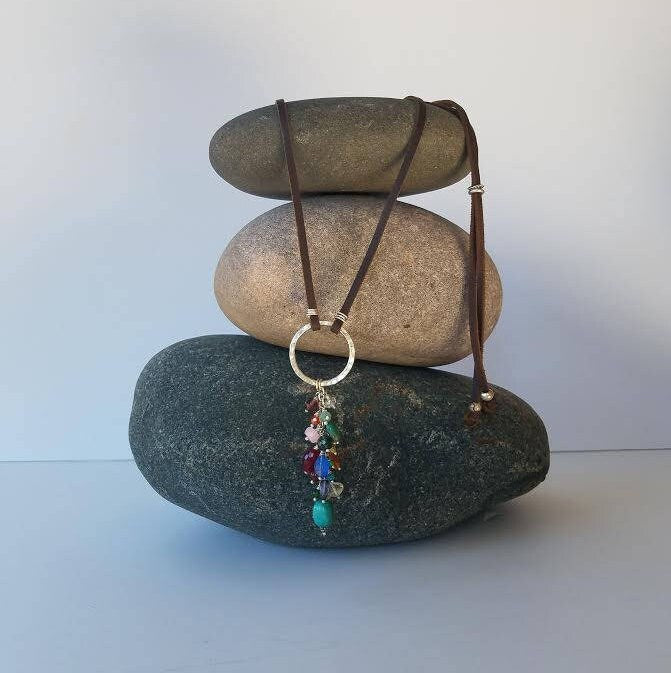 Dangling Gem Cluster Necklace