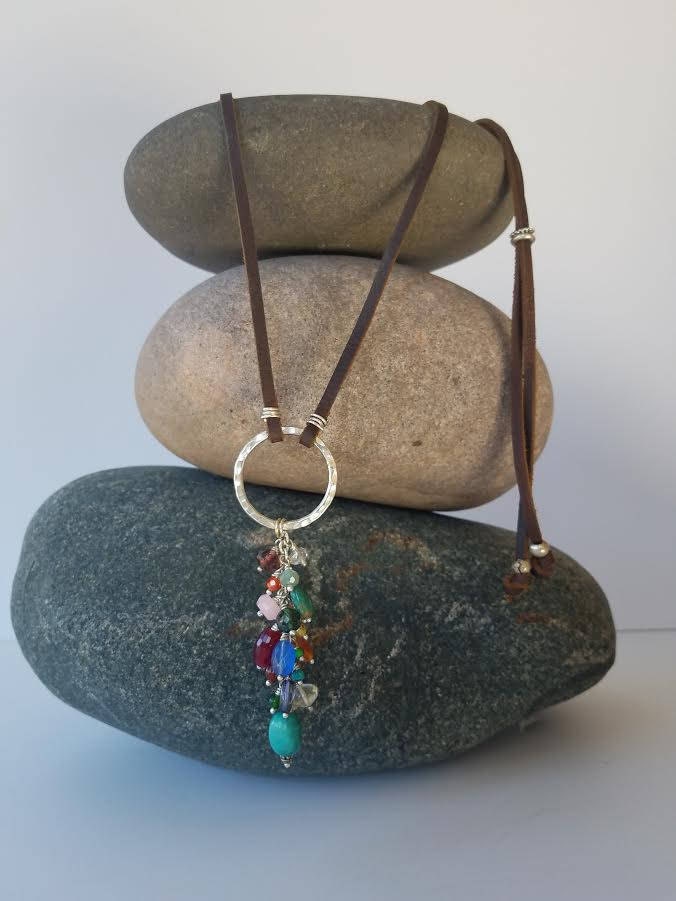 Dangling Gem Cluster Necklace