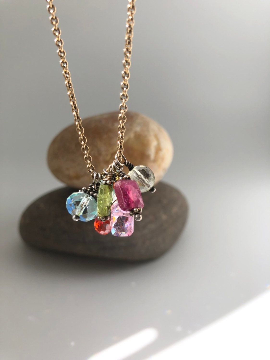 Gemstone Cluster Necklace