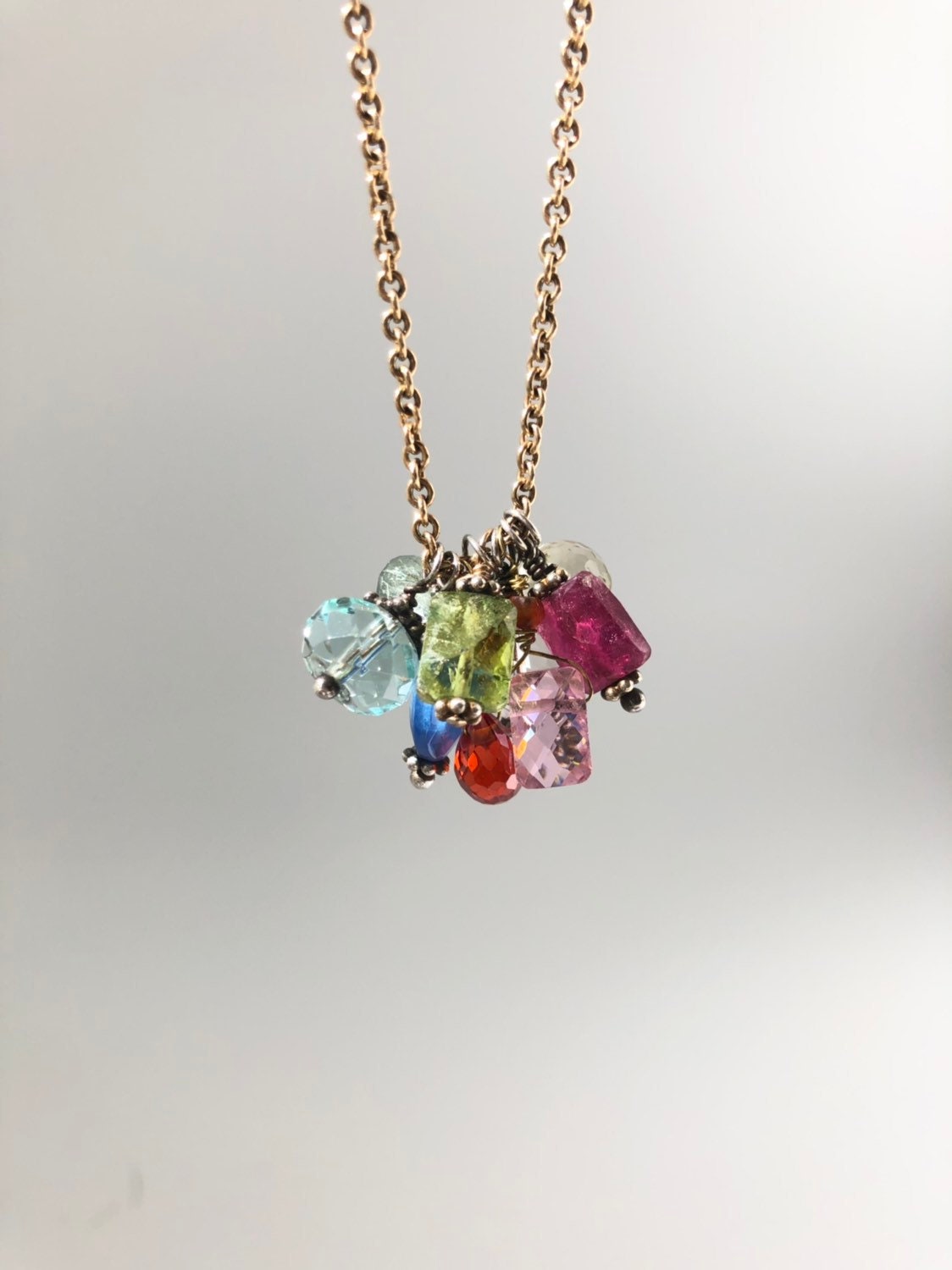 Gemstone Cluster Necklace