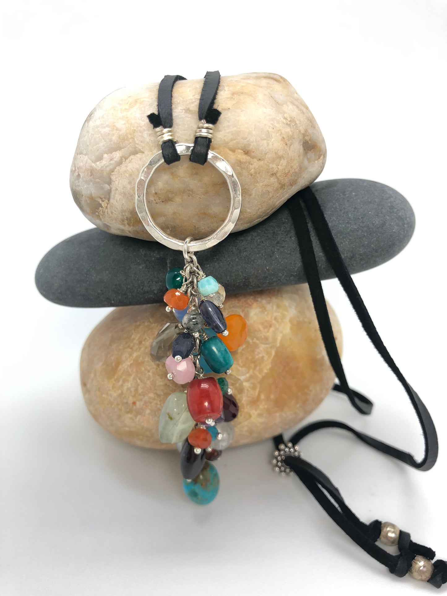 Dangling Gem Cluster Necklace