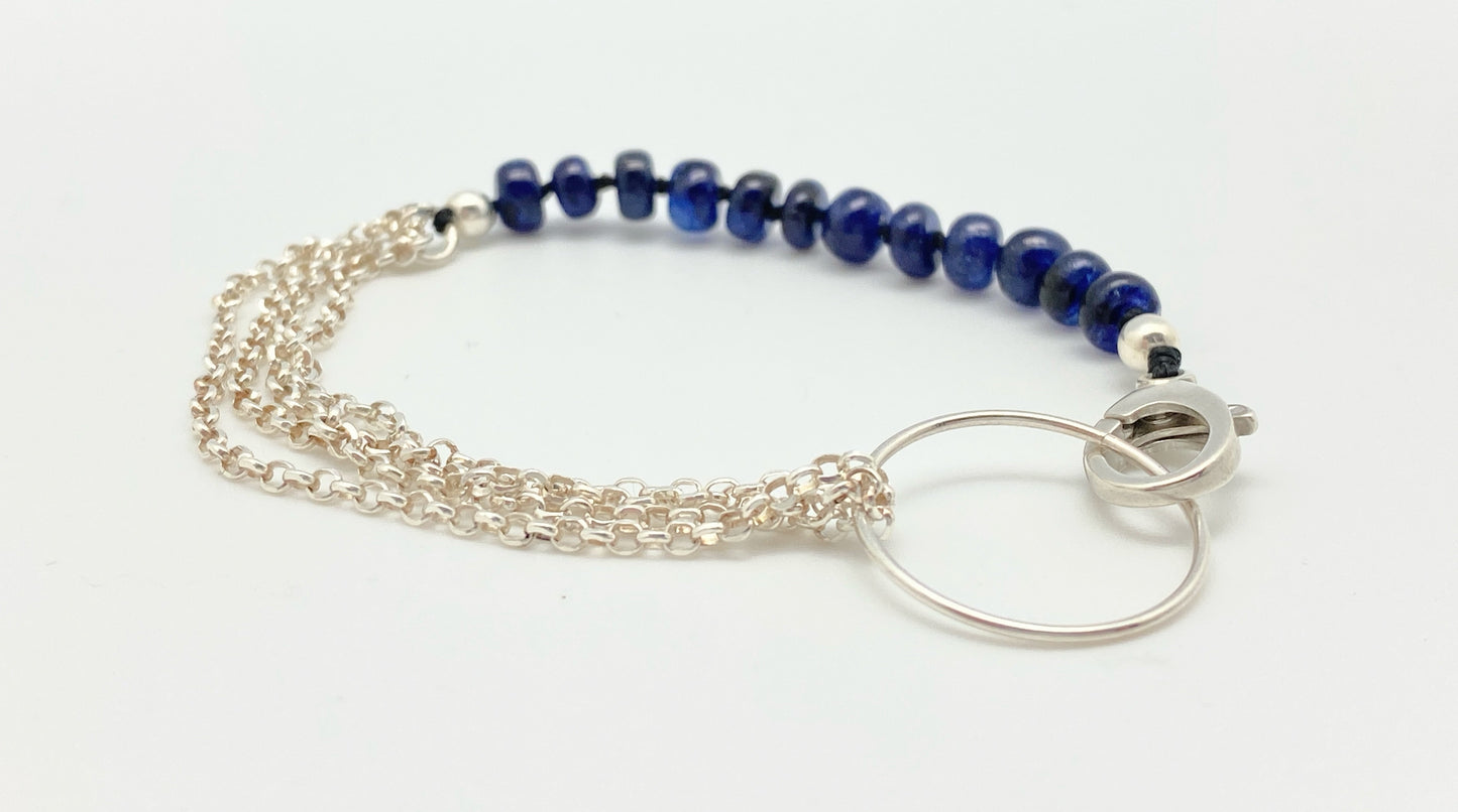 Yin Yang bracelet Blue Sapphire and silver