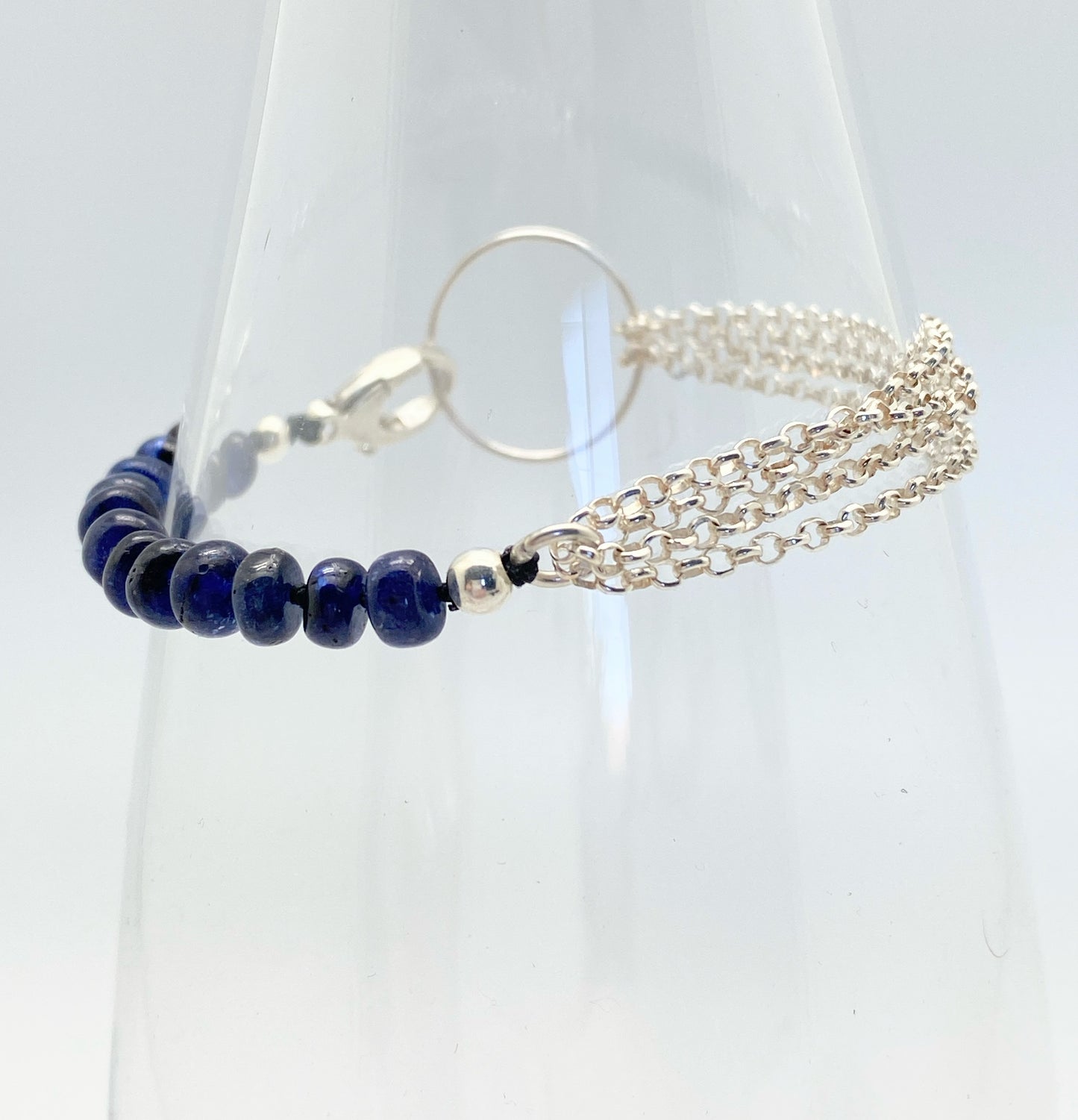 Yin Yang bracelet Blue Sapphire and silver