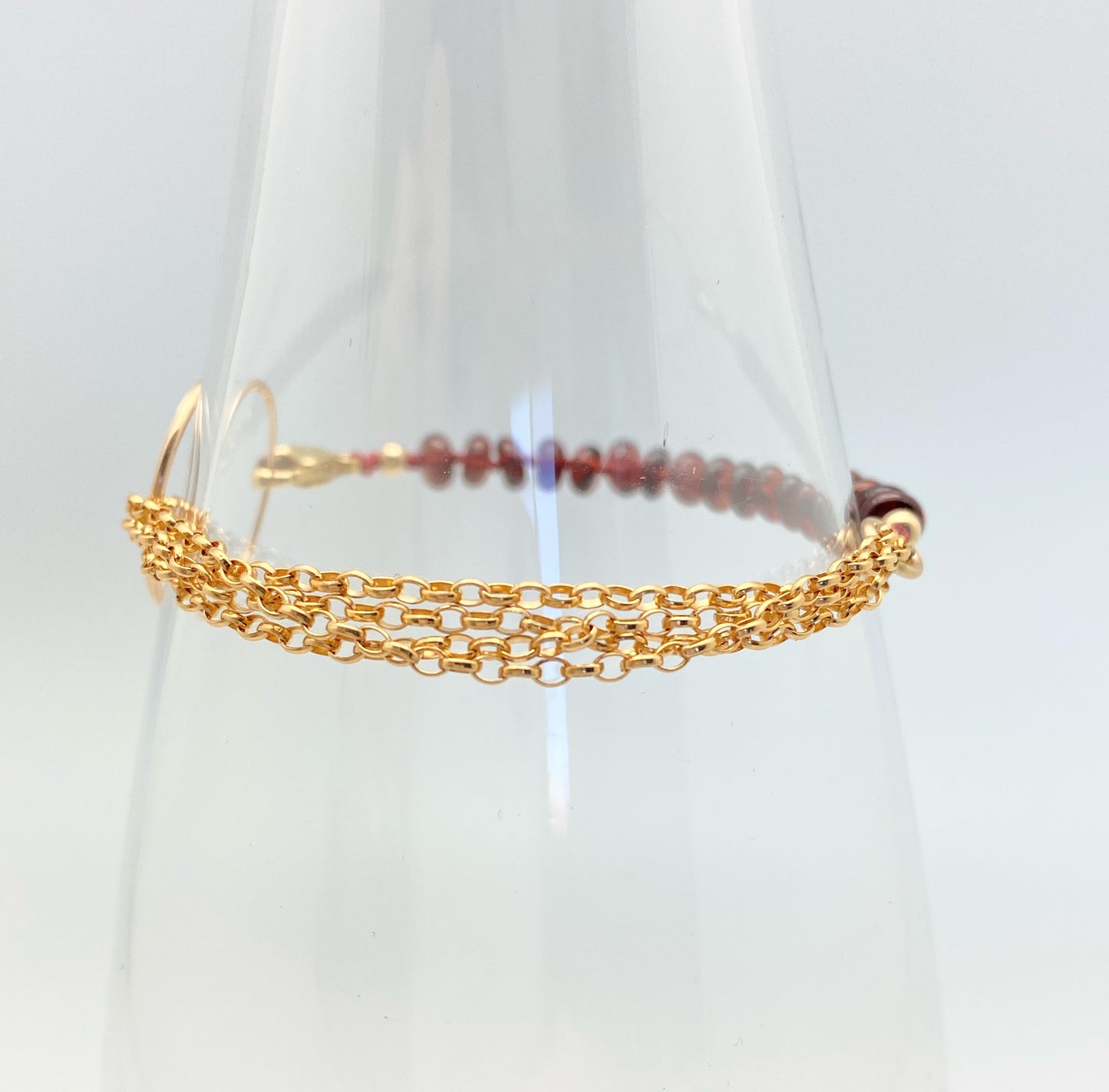 Yin Yang Bracelet, Garnet & Gold
