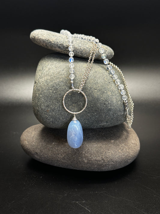 Yin & Yang Blue & Silver Pendant
