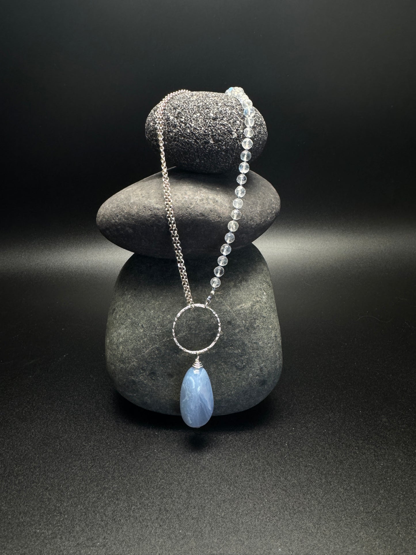 Yin & Yang Blue & Silver Pendant
