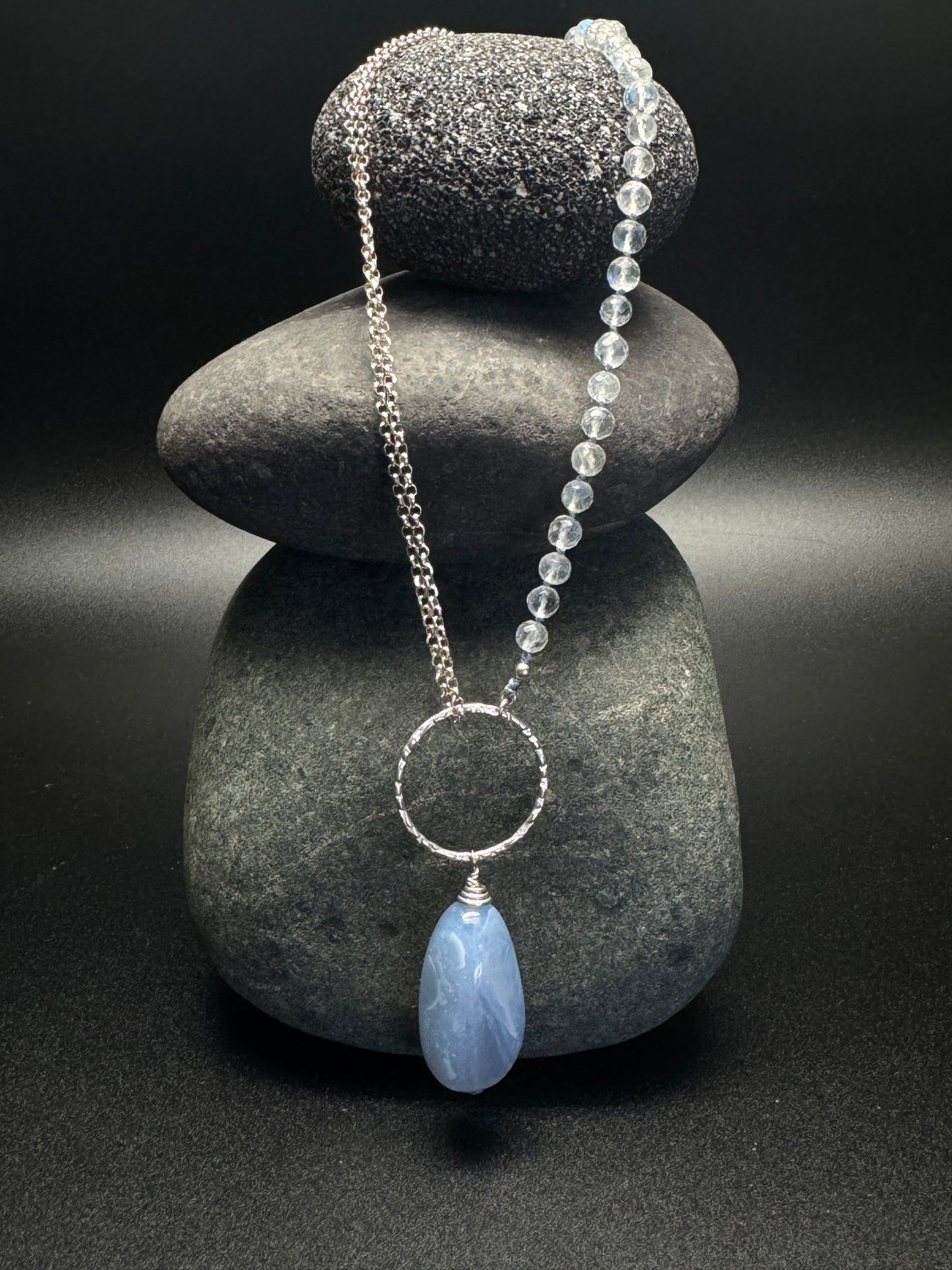Yin & Yang Blue & Silver Pendant