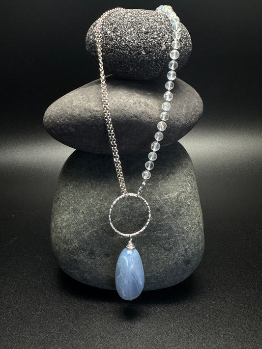 Yin & Yang Blue & Silver Pendant