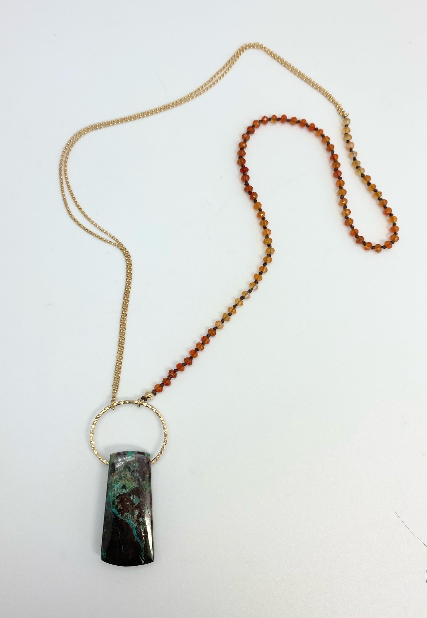 Yin & Yang Orange & Green Pendant Necklace
