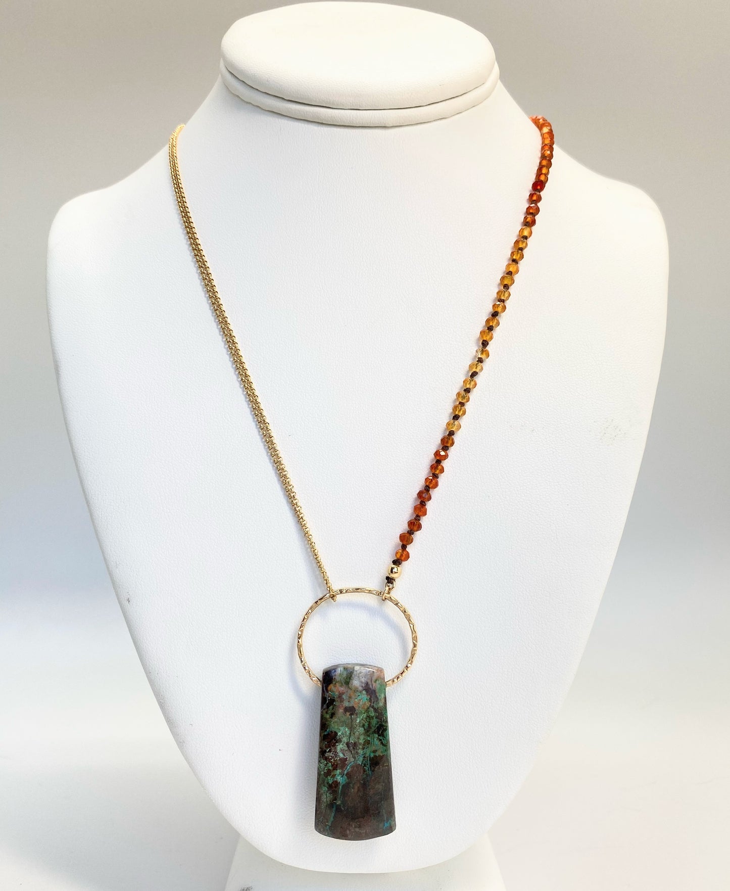 Yin & Yang Orange & Green Pendant Necklace
