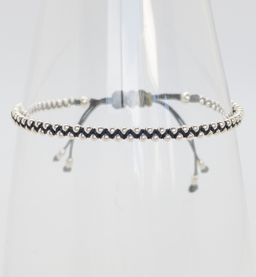 Tiny silver adjustable bracelet