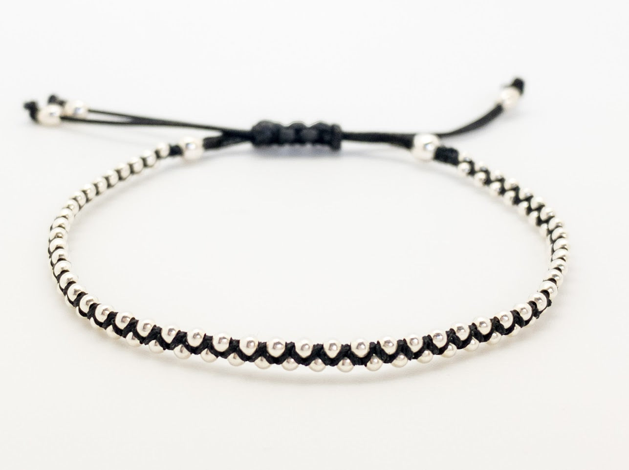 Tiny silver adjustable bracelet