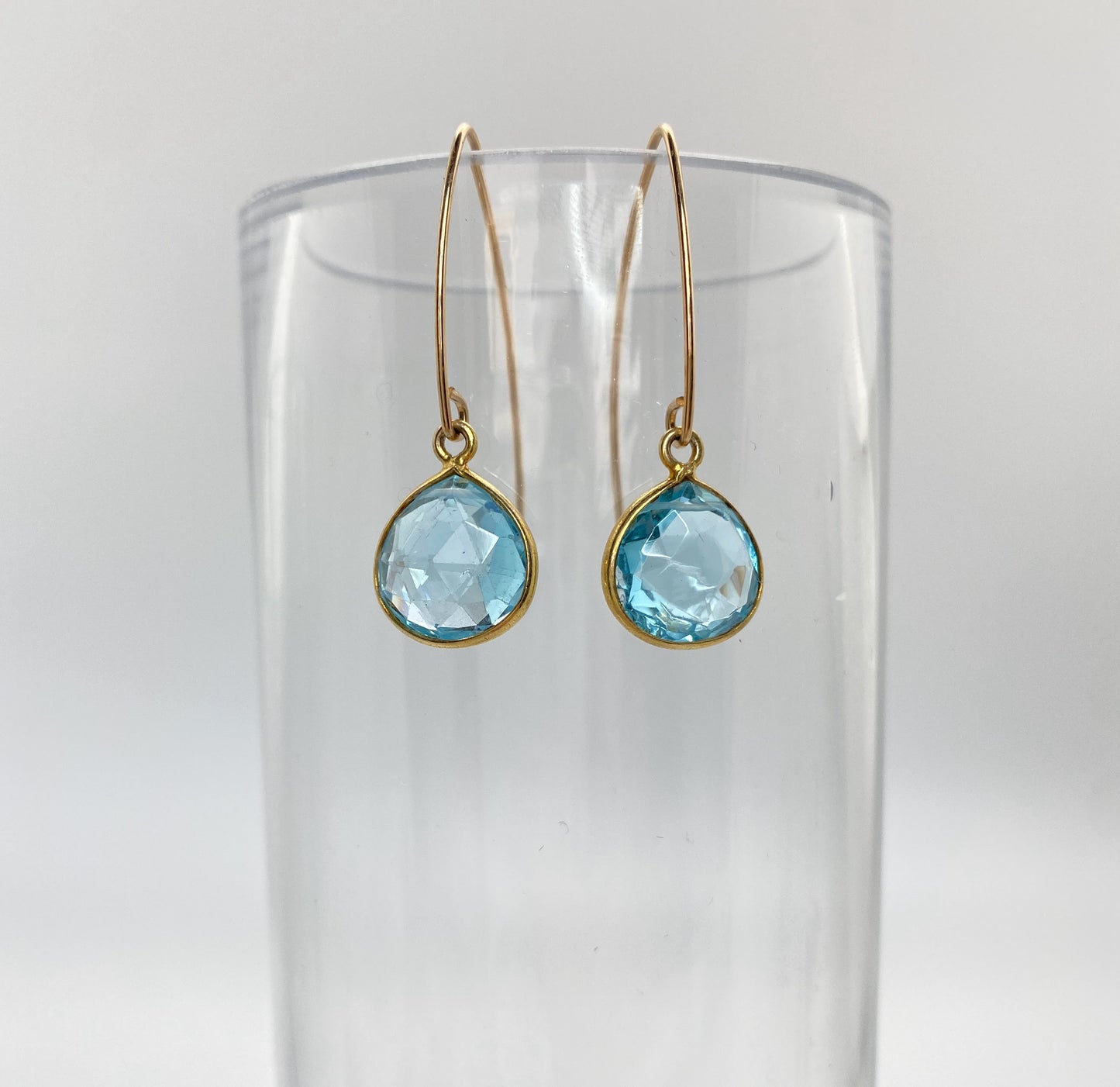 Blue teardrop dangle earrings